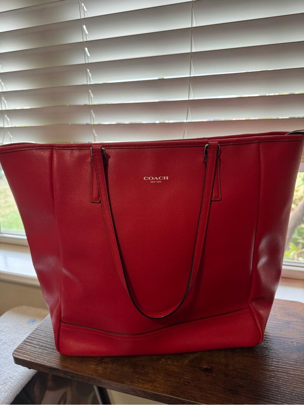 Coach Red Saffiano Leather Zip Top City Tote Bag A1320-23821